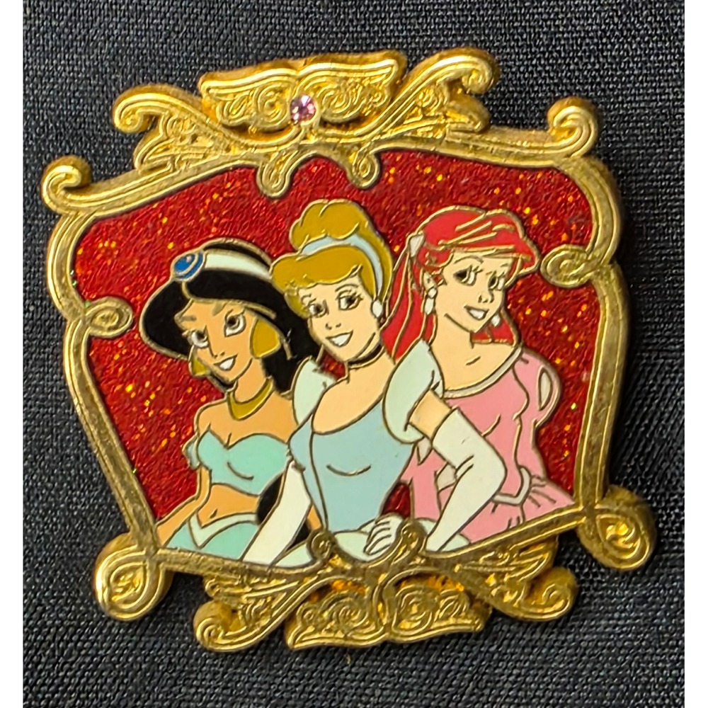 Disney Princesses Jasmine Cinderella Ariel Glitter Frame‎ Enamel Pin